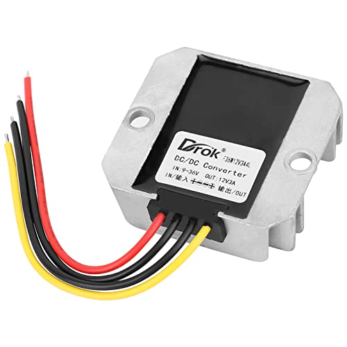 Image of DROK Boost Buck Converter 9V-36V to 12V 3A 36W Aluminium Shell Waterproof Auto Step Up Down Voltage Regulator 12V Volt Transformer for Car Audio Solar Power System LCD Television LED Display Screen