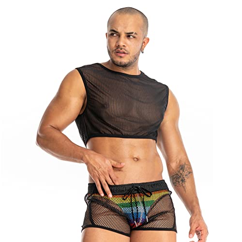 Men's Sexy Mesh Crop Tank Top for Party and Clubwear3