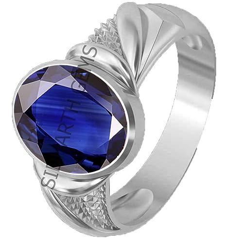 Saphir bleu bague en argent 92.5 réglable, la solution pour les tailles variables - 2