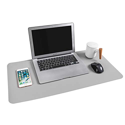 Gogloo Multifunctional Office Desk Pad, Dual Sided PU Leather Mouse Pad, Thin and Waterproof Desk Blotter Protector, Desk Writing Mat for Office/Home (Gray, 31.5