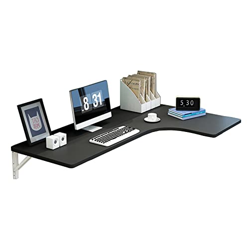 Bureau mural pliant noir 60x40x25cm, table en L gain de place