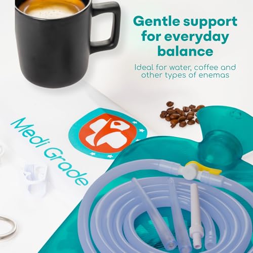 Image of Medi Grade Enema Kit for Adults, 2L Enema Bag for Colon Cleanse, Turquoise