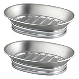 iDesign Soap Dish for Bathroom Sink - Soap Dish Holder for Bar Soap - Set of 2 - Split Finish