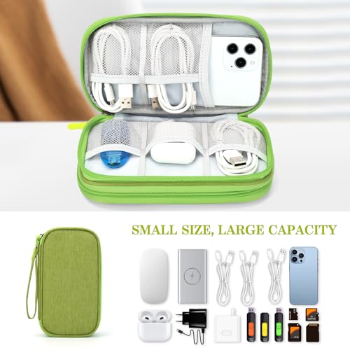 Image of FYY Travel Cable Organizer Pouch Electronic Accessories Carry Case Portable Waterproof Double Layers All-in-One Storage Bag for Cord, Charger, Phone, Earphone Green