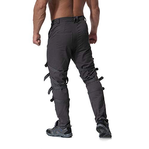 Herenbroeken Metalen decoratie Ritsen Cargo-broek Effen kleur Rock Jogger-broek High Street-joggingbroek - Afbeelding 3