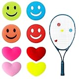 8 Stück Tennis Dämpfer,Tennisschläger Zubehör,Lustig Vibrationsdämpfer Happy Face Herzförmiges,Tennis Stopper,Silikon Herzförmiger,Vibration Dämpfer,Stoßdämpfer für Tennisschläger,Badmintonschläger