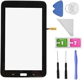 Black Touch Digitizer Screen Replacemen for Samsung Galaxy Tab 3 Lite 7.0 T110 SM-T110 (No Earpiece Hole - Black) + PreInstalled Adhesive with Tools