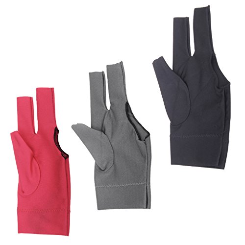 Gazechimp 3pcs Guantes de Mano Izquierda de Billar Accesorios de Billar Profesional Abertura de Guante de Tres Dedos