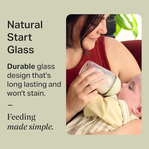 Image of Tommee Tippee Natural Start Glass Newborn Starter Set, 150ml and 250ml Anti-Colic Baby Bottles, Slow and Medium Flow Breast-Like Teats for a Natural Latch, Self-Sterilising