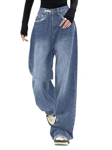 EMMIOL Jeans for Women Wide Leg Baggy Jeans High Waist Y2K Cargo Pants Casual Loose Boyfriends Trousers Vintage Streetwear