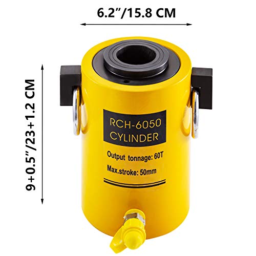 Mophorn 60T 2 Inch Hydraulic Cylinder Jack Hollow Single Acting Hydraulic Ram Cylinder 50Mm Hydraulic Lifting Cylinders For Riggers Fabricators (60T 2 Inch Hollow) #TOP7