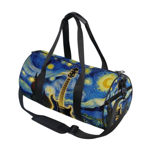 Bolsa de deporte redonda con diseño de guitarra para tus conciertos de rock y entrenamientos