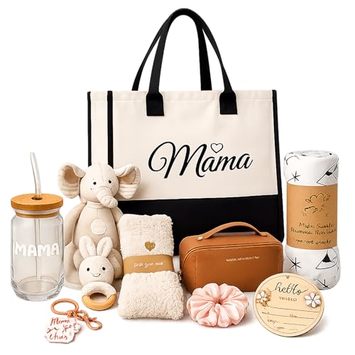 Image of New Mom, Mother to be Gift Basket, Care Package | Unique Gift Set for mom & Baby w /Newborn Essentials Expecting Moms Baby Shower After Labor Hospital Gift Variety Gift Bundle w /a Fancy Tote Bag