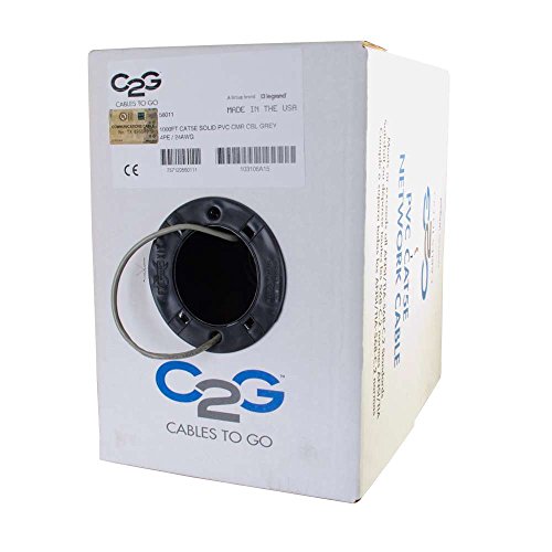 C2G 56011 Cat5e Bulk Cable - Unshielded Ethernet Network Cable with Solid Condutcors, Riser CMR-Rated, TAA Compliant, Gray (1000 Feet, 304.8 Meters) (Made in The USA) C2G 56011 Cat5e Bulk Cable - Unshielded Ethernet Network Cable with Solid Condutcors, Riser CMR-Rated, TAA Compliant, Gray (1000 Feet, 304.8 Meters) (Made in The USA)