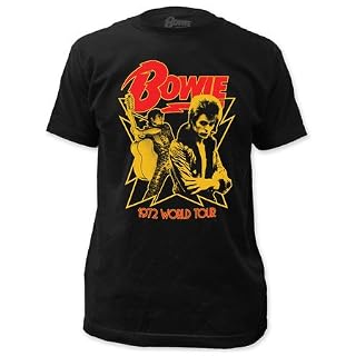 David Bowie – – Hommes World Tour 1972 T-shirt adapté en noir - Les Beatles, Paul McCartney, John Lennon, RIngo Starr, George Harrison