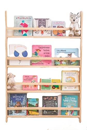 TWR ® - Estantería Montessori /Librería Montessori tamaño XL para Pared 95cm x 141cm x 10cm - 100% Madera Natural (Fabricación Propia de Manera Artesanal. Made in Spain) Cover