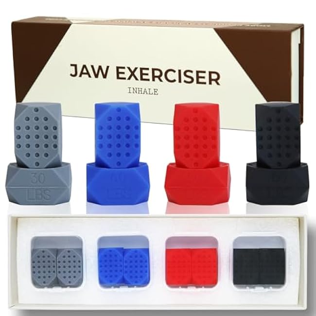 Inhale Jaw Exerciser - Jaw Strength and Shaping Trainer - 4 Levels of Resistance - Silicone Jaw Toner - Double Chin Reducer - Jawline Shaper and Neck Exerciser