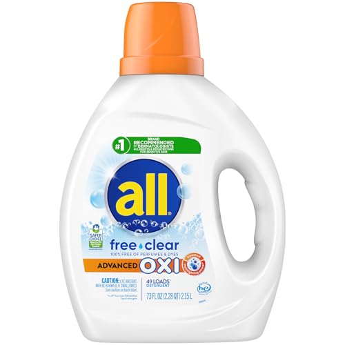 all Liquid Laundry Detergent, Free Clear, OXI, 73 Ounce, 49 Loads