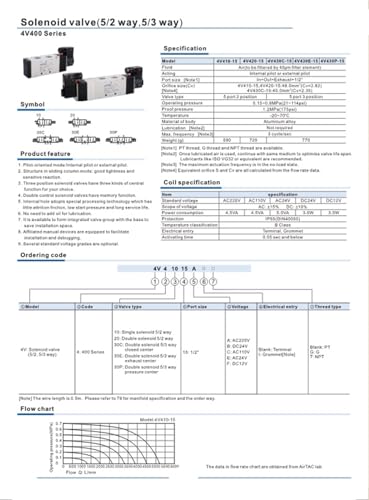 Électrovanne 24 V 4V410-15 distributeur pneumatique bistable 1/2