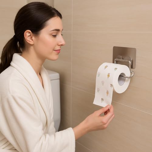 Image of KLYRA Toilet Roll Holder for Bathroom Toilet Tissue Rolls Holder Self Adhesive Toilet Paper Roll Holder Bathroom Tissue Holder Toilet Roll Stand Toilet Tissue Holder