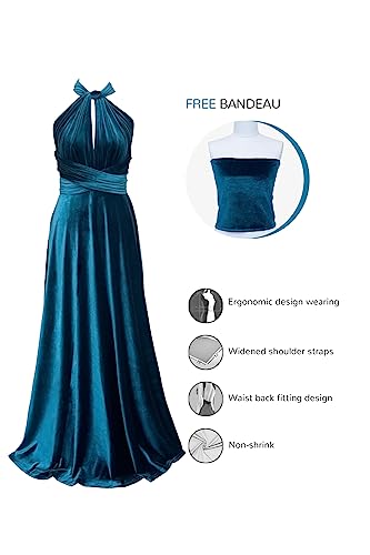 Image of Velvet Infinity Dress with Bandeau, Convertible Bridesmaid Dresses, Multiway Wrap Maxi Long Formal Wedding Guest Dress