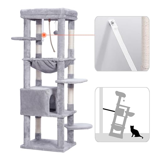 Image of Heybly Cat Tree for Large Cats, 20lbs Heavy Duty, 60 inches HCT050W