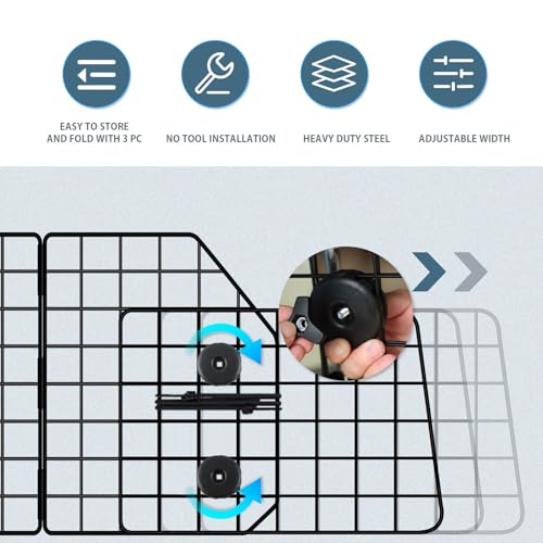 FEED GARDEN Adjustable Dog Car Barrier for SUVs,Vehicles, Trucks, Upgraded Universal-Fit Pet Divider Gate Large Pet Barrier for Cargo Area 36.6" to 60.6" Width Black - Image 5