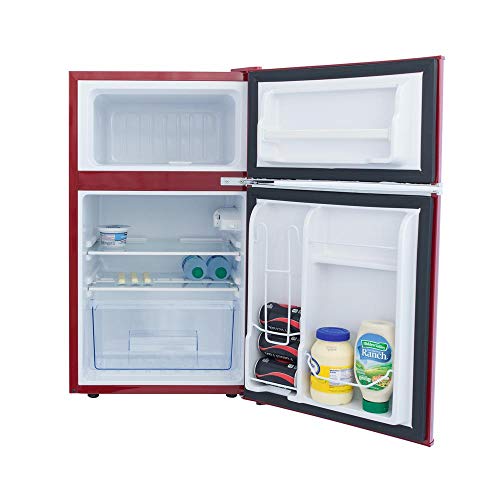 Magic Chef HMCR320RE Retro Mini Refrigerator 3.2 Cu. Ft. 2-Door Fridge In Red thumb #3
