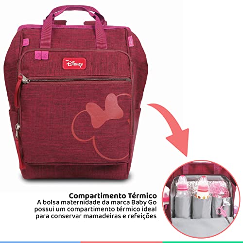 Bolsa Maternidade BabyGO C/Trocador Minnie Baby G - Vinho 00881