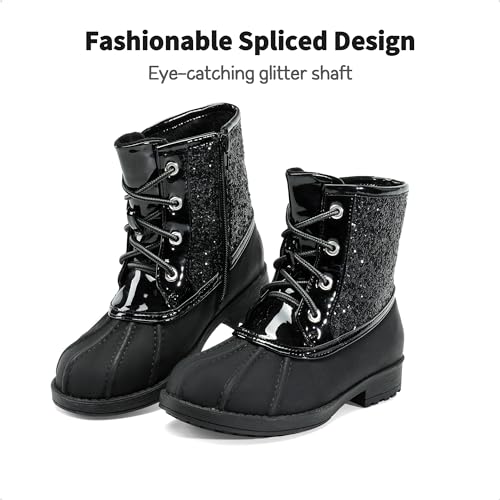 DREAM PAIRS Girls Glitter Ankle Boots Warm,Black,9 Toddler - image 5