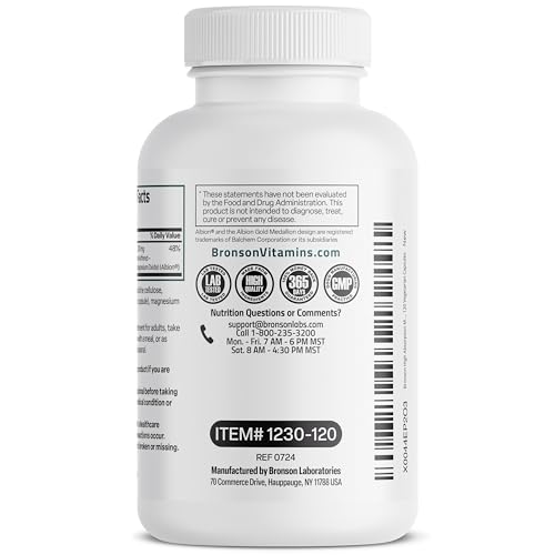 Bronson Magnesium Glycinate 200mg, 120 Vegetarian Capsules — view 7