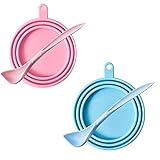 Aatpuss 2 Stück Dosendeckel, Silikondeckel mit Löffel, 1 Trifft 3 Größen, Sicher in der Spülmaschine zu Verwenden, Dosendeckel für Hunde und Katzen