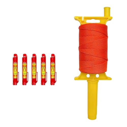 Cuerda profesional para construcción de 540 pies, nylon reforzado con mango ergonómico y herramienta integrada de nivelación, línea fluorescente para albañiles miniatura 7