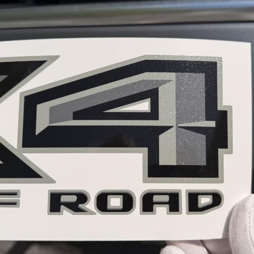 Image of GOLD HOOK FX4 Off Road Decals Compatible with Ford F-150 2015-2026 - Diamond Series - Gray Diamond Glitter - Set of 2
