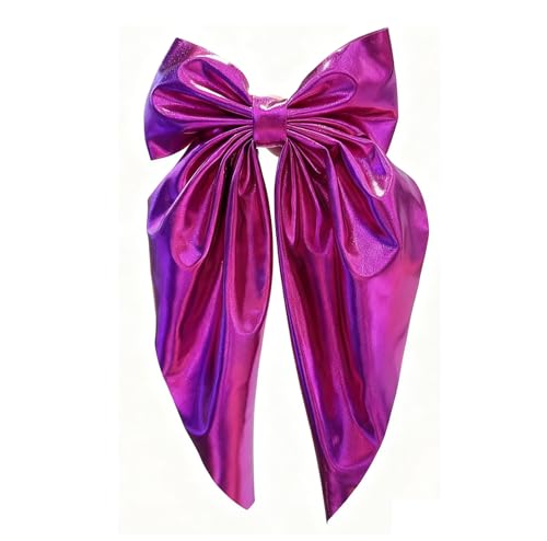 Large Bronzing Bow Clips Girls Big Metallic Mess Hair Clips Bowknot Long Metallic Hair Scarves Bows BBW06 (Rose Red) miniatura 3