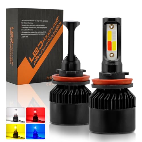 Futwod LED フォグランプ H8 H11 H16 フォグ バルブ イエロー ホワイト ブルー 赤 フラッシュ 4色 5パターン 車用 ヘッドライト フォグライト 黄色 3000K 白 6000K 青 レッド 12V フォグ LEDバルブ 3600LM×2 30W×2 一体型 COBチップ 冷却ファン内蔵 2個セット