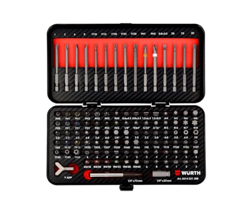 Würth Bit Set Koffer 105 teillig - Umfangreiches 1/4 Zoll Bit-Sortiment mit den gängigsten Standard- und Sicherheitsbits in kurzer und langer Ausführung Bitbox Bitset Würth Bit Set Koffer 105 teillig - Umfangreiches 1/4 Zoll Bit-Sortiment mit den gängigsten Standard- und Sicherheitsbits in kurzer und langer Ausführung Bitbox Bitset