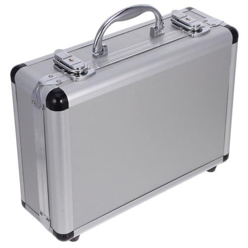 DOITOOL 12.5in Silver Aluminum Briefcase with Lock, Aluminum Briefcase for Men or Women, Metal Hard Case with Foam for Travelers Luggage Craftsman Travel Cash (12.5x9x4.3 Inch)