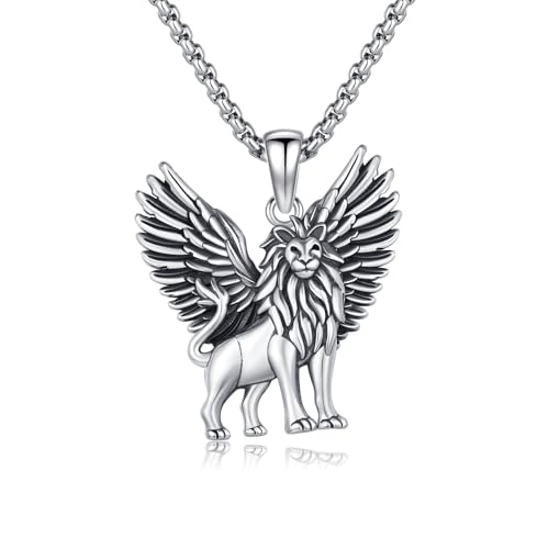 Chaîne roi lion argent sterling au quotidien avec son pendentif animal rétro