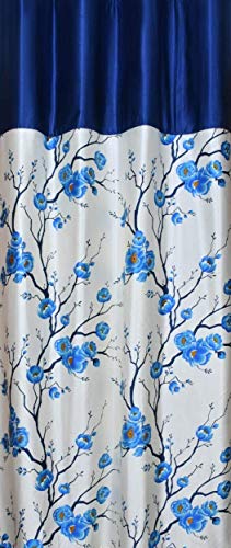 Image of Galaxy Home Decor Rose Printed Half Translucent Curtains for Window 5 Feet, Pack of 2, Blue (Blue, Window 5 Feet)