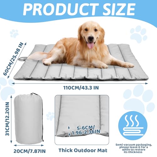 XIAPIA wasserdichte Hundematte für Outdoor, Waschbares Hundebett, Antistatik, Hygienisch, Faltbar, Große Reisedecke für Haustier 110x68 cm (HellGrau)