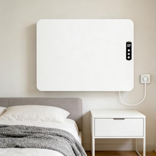 YXYLJOZ Calefactor de Pared con Control Remoto y aplicación, Funcionamiento silencioso, protección contra sobrecalentamiento, Temporizador de 1 a 24 Horas, Pantalla LCD para Dormitorio.