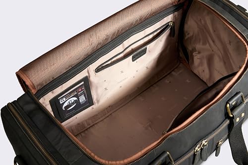 Luxorro Full Grain Leather Duffle Bag for Men | TSA Approved 22x14x9 Carry On Luggage | 22 Inch, 45L Capacity | Overnight Weekender & Travel Duffel | Black by Luxorro - Image 8