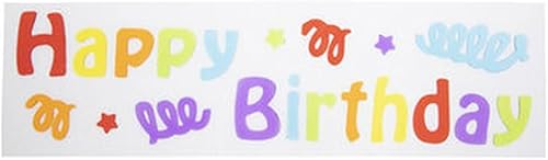 Adhesivos de gel para ventana de feliz cumpleaños, colores arcoíris, 21 piezas