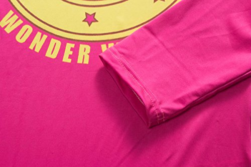 Red Plume Camiseta feminina de compressão esportiva Wonder Girl manga longa, rosa, P