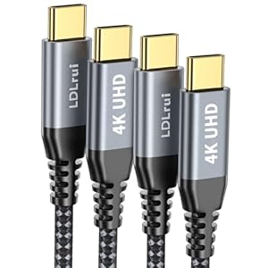 4K USB C Monitor Cable [90CM, 2-Pack], UHD USB C Video Cable, 10Gbps Data & 100W PD Charging, HDR Type C Display Cord for Dell/LG, ARZOPA/MNN/KYY Portable Monitor, External Second Screen Extender