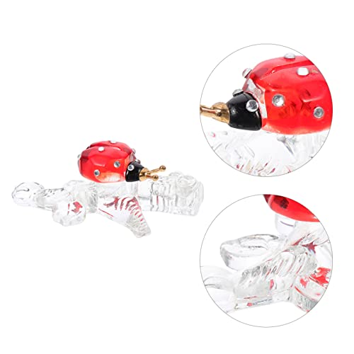 HOMSFOU Estatueta De Joaninha De Cristal Joaninha Vermelha Estátua De Soprado À Mão Besouro Decoraçã