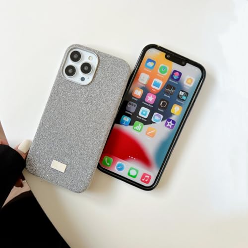 Coque arrière antichoc iPhone 14 couverture paillettes argent - 7