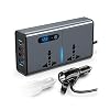 Gwydre 200W Car Power Inverter, DC 12/24V to 230V AC Car Inverter,3 USB 1 Type-C Ports Charger Adapter Car Plug Converter with Switch and Current LED Screen,Suitable for Car, SUV & Truck (Sliver Grey)