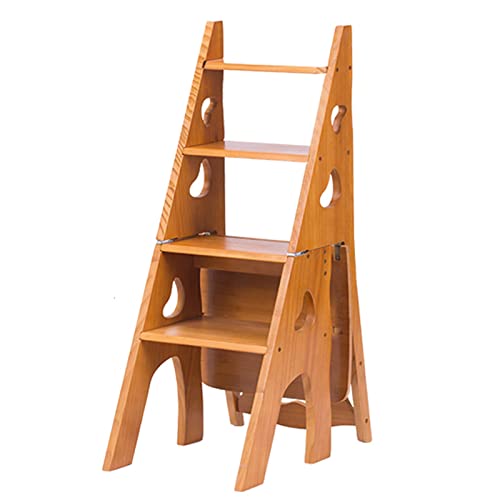 Sgabello pieghevole 3 in 1 e scala portatile in legno, multifunzionale, ideale per giardinaggio e vasi di fiori, design salvaspazio